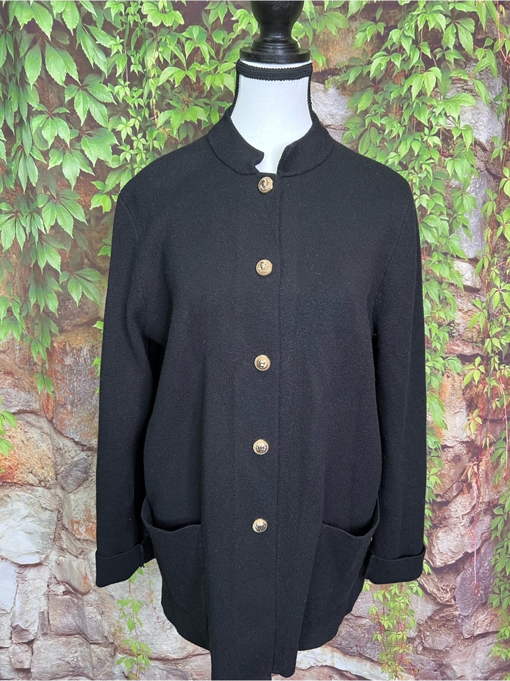 H BY HALSTON Black Jacket Cut Cardigan Quiet Luxury Minimalist, XL - Picture 2 of 12